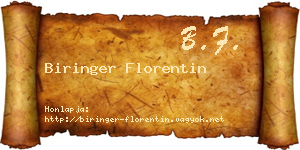 Biringer Florentin névjegykártya